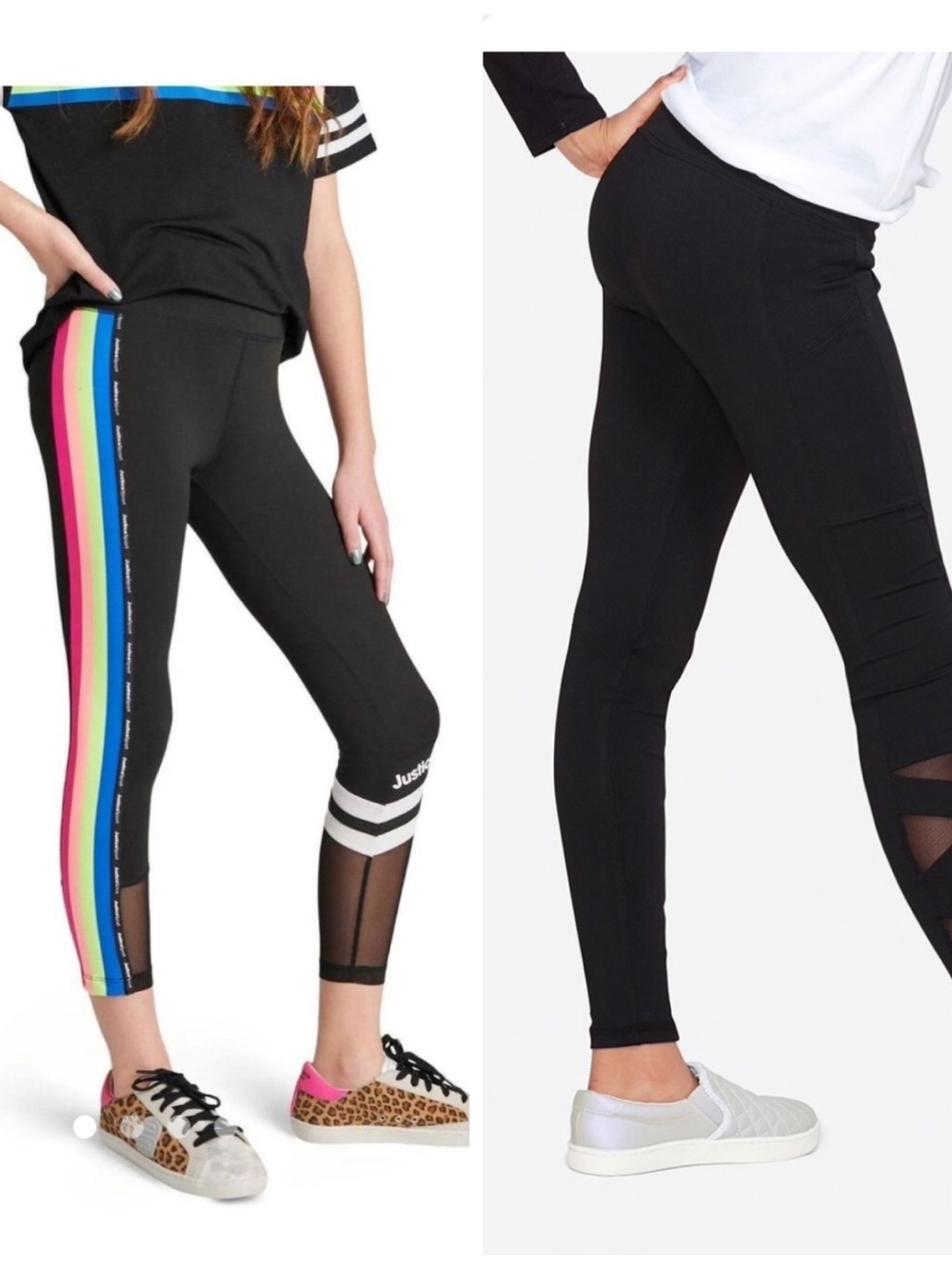 Justice Active Girls black leggings size 7/8